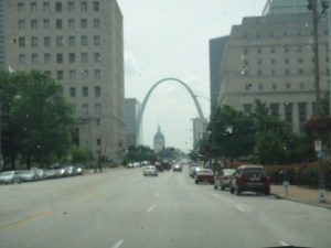 St. Louis through our dirty windshield