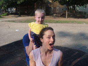 My (Lisa's) dear friend, Andree, at the park in Chicago - where's Amelia?