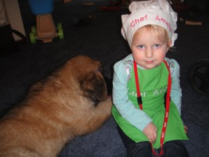 Amelia and Grandpa & Grandma's new puppy, Kody.  Kody is just three months old...and already bigger than Amelia!