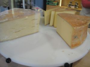 One of our very favorite cheeses, Beaufort is made in a town not too far from here.  The Beaufort été is better than the Beaufort (it is aged) - think a sharp cheddar/parmesan, but better...