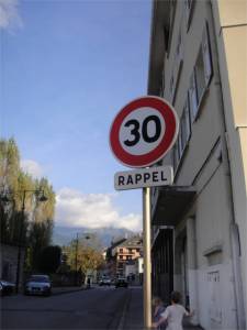 A speed limit sign in France, for those a little less traveled.  I love little things like this.