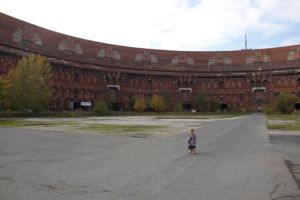 Amelia in Hitler's unfinished colosseum