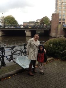 Levi and I in Amsterdam…I promise he's happier than he looks!