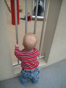 Axel watching his brother slide a full floor down!