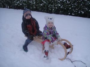 Last Saturday nearly two feet of snow fell in 24 hours...this was early in the day with the kids' Christmas present from Grandmom!