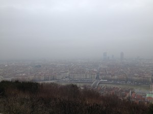 From the hill, the day begin fairly foggy