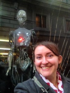 The miniatures and cinema museum looks interesting for last time, and I took this quick selfie out front, not realize that the [original] iRobot was looking right at the phone...creepy!