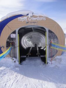 The top of the magic carpet tube, how Matthew and Levi got up the hill all day - see that's them!