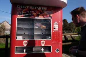 It is a bread vending machine.  Because, France.  (Sadly, it didn't give us this last loaf and we were without bread for the evening. Bummer.)