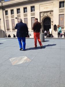 These two guys and their pants.  I wanted to photograph every interesting person I saw, but these two passed while my phone was already out.