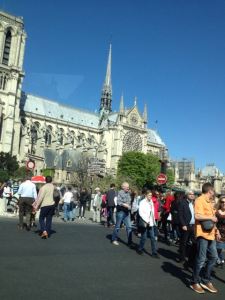 Driving by Notre Dame, thankful not to be stuck in those crowds!
