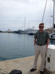 Matthew is always home near boats, even these.