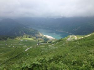 We walked down this hill and then drove over that dam wall
